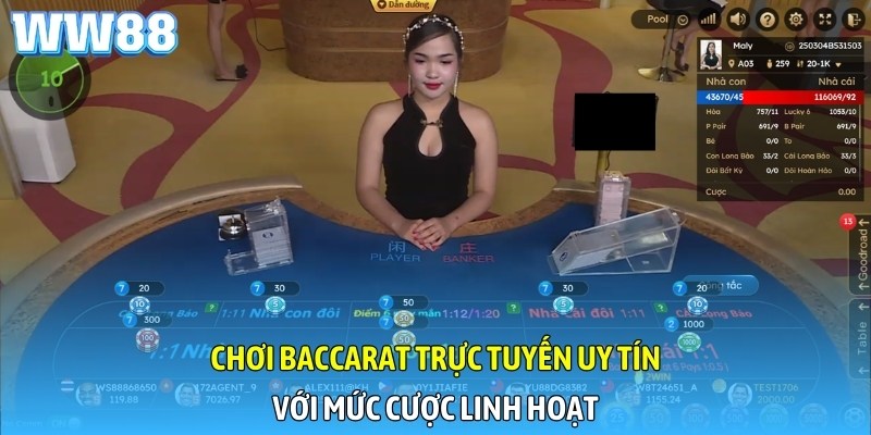 Chơi Baccarat trực tuyến uy tín với mức cược linh hoạt